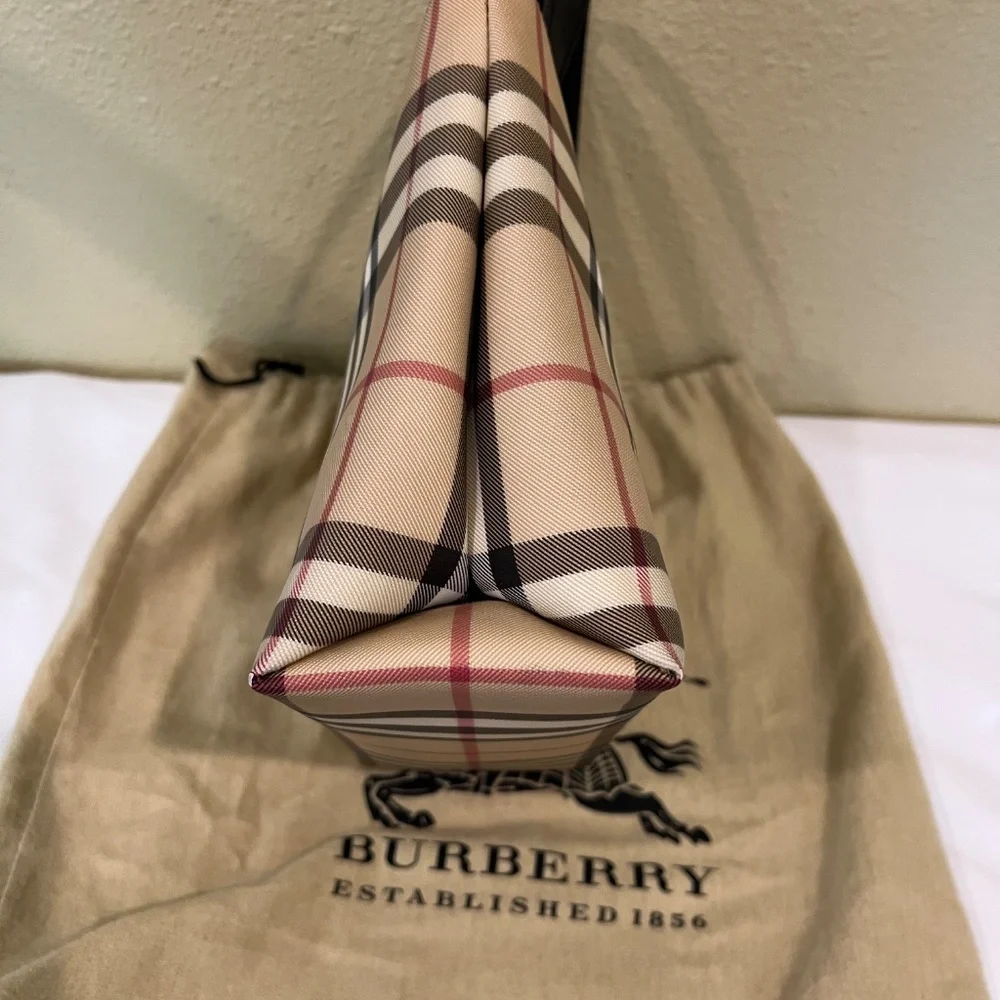 Burberry London Nova Check Coated Canvas Mini Tote Tan Black - Picture 12 of 16